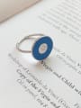 thumb 925 Sterling Silver Enamel Blue Geometric Minimalist Band Ring 1