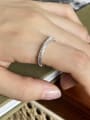 thumb 925 Sterling Silver Rhinestone  Minimalist Special Shaped Wire Refers Band Ring 4