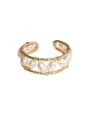 thumb Brass Freshwater Pearl Geometric Vintage Band Ring 0