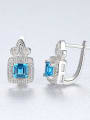 thumb 925 Sterling Silver Cubic Zirconia  luxurious Square Trend Stud Earring 2