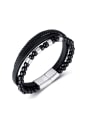 thumb Stainless steel Artificial Leather Weave Hip Hop Strand Bracelet 0