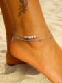 thumb 925 Sterling Silver Freshwater Pearl Geometric Minimalist Anklet 1