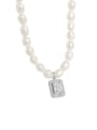 thumb 925 Sterling Silver Freshwater Pearl Geometric Minimalist Necklace 4