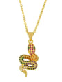thumb Brass Cubic Zirconia Snake Vintage Pendant Necklace 0