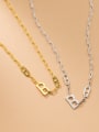 thumb 925 Sterling Silver Letter Minimalist Hollow Chain Necklace 2
