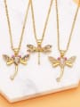 thumb Brass Cubic Zirconia Vintage Dragonfly  Pendant Necklace 0