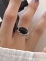 thumb 925 Sterling Silver Obsidian Flower Vintage Band Ring 3