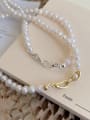 thumb 925 Sterling Silver Imitation Pearl Round Minimalist Beaded Necklace 1