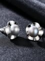 thumb 925 Sterling Silver Imitation Pearl Multi Color Flower Classic Stud Earring 1