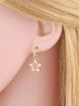 thumb Brass Glass Stone Five-Pointed Star Vintage Hook Earring 1