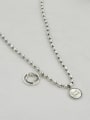 thumb Vintage Sterling Silver With Platinum Plated Simplistic Round Beads Necklaces 3