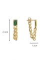 thumb Brass Cubic Zirconia Geometric Chain Minimalist Drop Earring 2