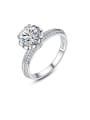 thumb 925 Sterling Silver Cubic Zirconia simple flower classic Band Ring 0