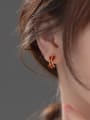 thumb 925 Sterling Silver Enamel Cross Line C Shape Minimalist Stud Earring 1
