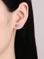thumb 925 Sterling Silver Moissanite Heart Dainty Stud Earring 1