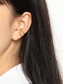 thumb 925 Sterling Silver Geometric Minimalist C-shaped twist Clip Earring 2