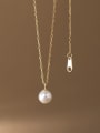 thumb 925 Sterling Silver Imitation Pearl Round  Ball Minimalist Necklace 3