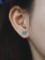 thumb 925 Sterling Silver Cubic Zirconia Green Flower Cute Stud Earring 2