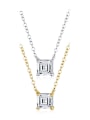 thumb 925 Sterling Silver Cubic Zirconia  Minimalist Square Pendant Necklace 3