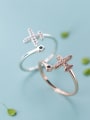thumb 925 Sterling Silver Cubic Zirconia White Cross Minimalist Band Ring 2