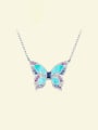 thumb 925 Sterling Silver Cubic Zirconia Enamel Butterfly Classic Necklace 0