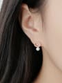 thumb S925 pure silver minimalist circle micro inlaid with zircon Shell Bead Earrings 2