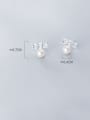thumb 925 Sterling Silver Imitation Pearl White Bowknot Minimalist Stud Earring 3