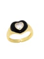 thumb Brass Enamel Cubic Zirconia Heart Minimalist Band Ring 2