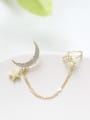 thumb Brass Cubic Zirconia Star Trend Ear Chain Earring 2