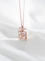 thumb 925 Sterling Silver Cubic Zirconia Square Vintage Necklace 3
