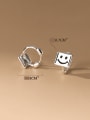 thumb 925 Sterling Silver Square Smiley Cute Huggie Earring 2