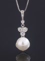 thumb Brass Imitation Pearl Vintage Flower Earring and Necklace Set 4