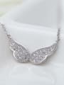 thumb Copper Cubic Zirconia White Wing Dainty Necklace 1