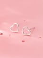 thumb 925 Sterling Silver With Platinum Plated Cute  Hollow Heart Stud Earrings 1