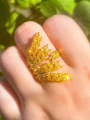 thumb Brass Cubic Zirconia Leaf Luxury Band Ring 1