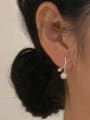 thumb 925 Sterling Silver Imitation Pearl Cross Minimalist Stud Earring 1