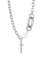 thumb Titanium Steel Cross Hip Hop Asymmetric chain  Necklace 0