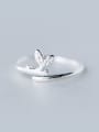 thumb 925 Sterling Silver Leaf Minimalist Band Ring 0