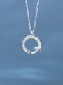 thumb 925 Sterling Silver Hollow Round Dolphin Cute Pendant Necklace 0