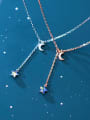 thumb 925 Sterling Silver  Minimalist Fashion  Diamond  Moon  Lariat Necklace 1