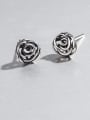 thumb 925 Sterling Silver Hollow Rosary Flower Vintage Stud Earring 2