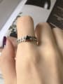 thumb 925 Sterling Silver Cubic Zirconia Black Triangle Vintage Free Size Midi Ring 1