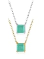 thumb 925 Sterling Silver Opal Square Minimalist Pendant Necklace 0