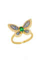 thumb Brass Cubic Zirconia Butterfly Vintage Band Ring 2