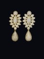 thumb Brass Cubic Zirconia Flower Luxury Cluster Earring 1