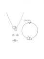 thumb Brass Cubic Zirconia  Minimalist Heart Ring Earring Bangle And Necklace Set 0