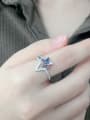 thumb 925 Sterling Silver Austrian Crystal Pentagram Classic Band Ring 2