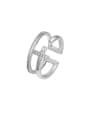thumb Alloy Cubic Zirconia Cross Dainty Band Ring 0
