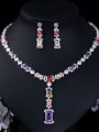 thumb Brass Cubic Zirconia  Luxury Geometric Earring and Necklace Set 3