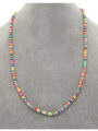 thumb Stainless steel Bead Multi Color Polymer Clay Round Bohemia Hand-woven Necklace 1